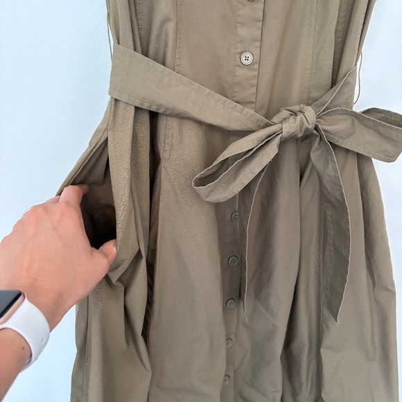 Wilfred Aritzia Governess Poplin Midi Dress Green Olive Short Sleeve Button Up S - Picture 5 of 16
